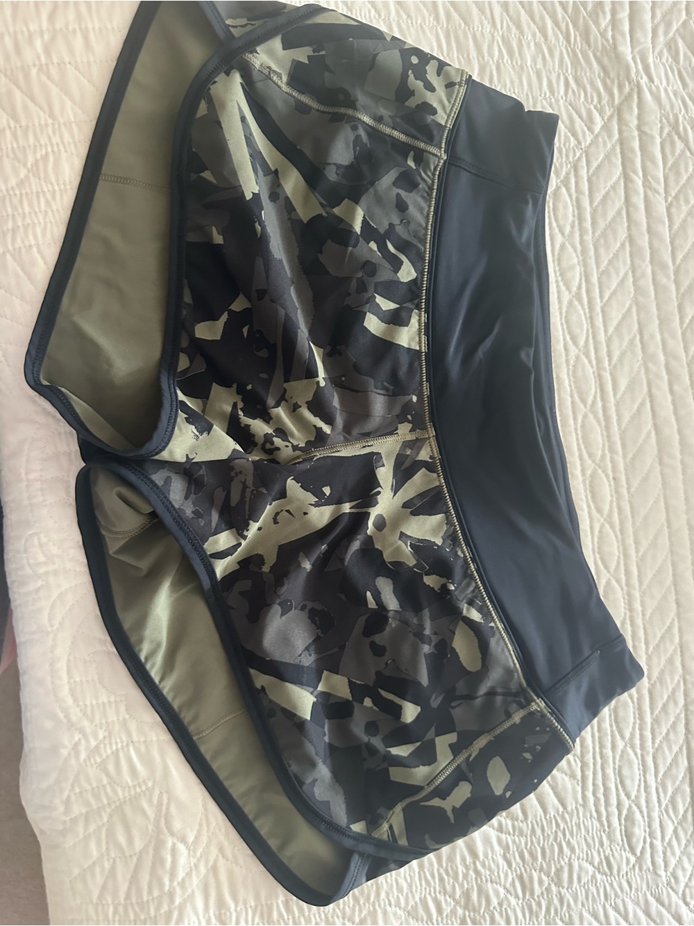 lululemon athletica Olive Green and Black Camo Athletic Shorts